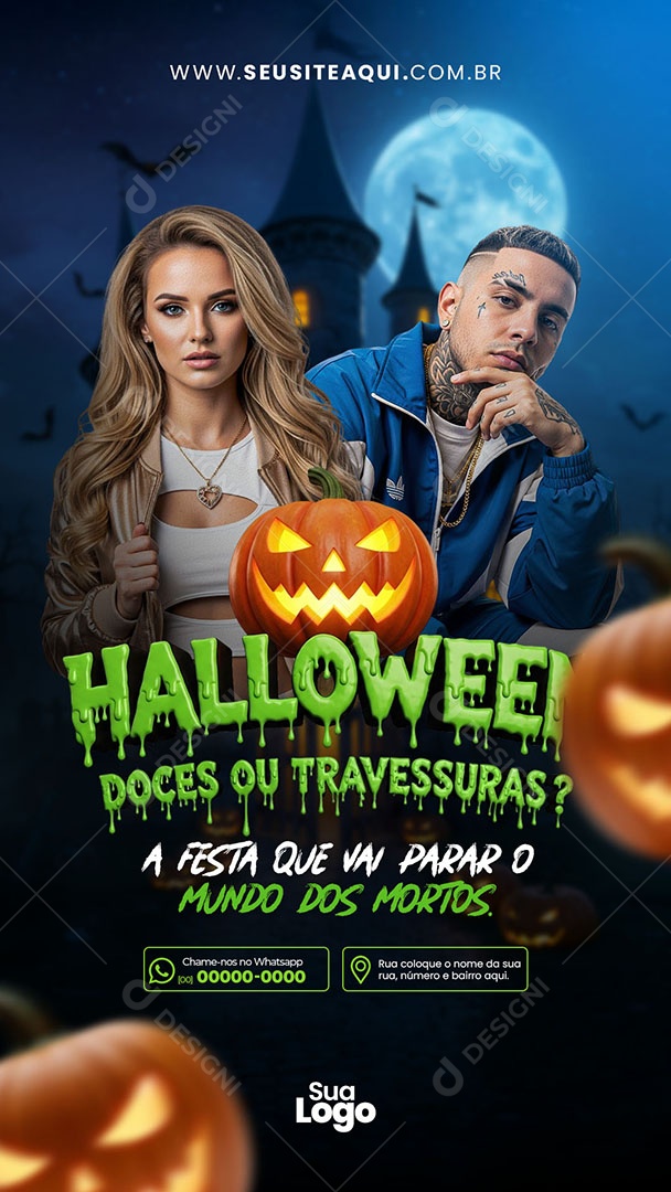 Story Halloween Dia das Bruxas Doces ou Travessuras Social Media PSD Editável