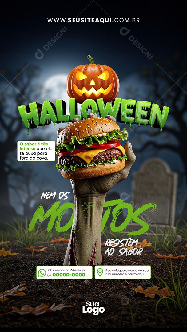 Story Halloween Dia das Bruxas Nem os Mortos Social Media PSD Editável