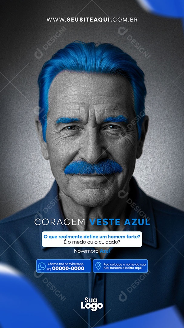 Story Novembro Azul Coragem Veste Azul Social Media PSD Editável