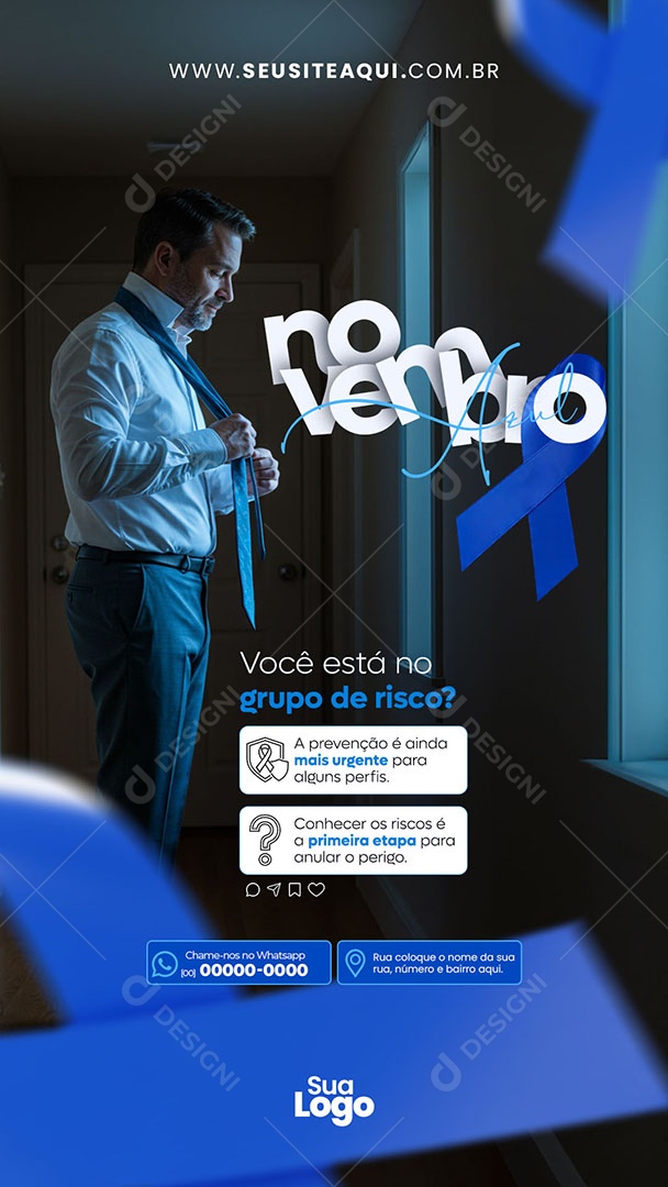 Story Novembro Azul Você Está no Grupo de Risco Social Media PSD Editável