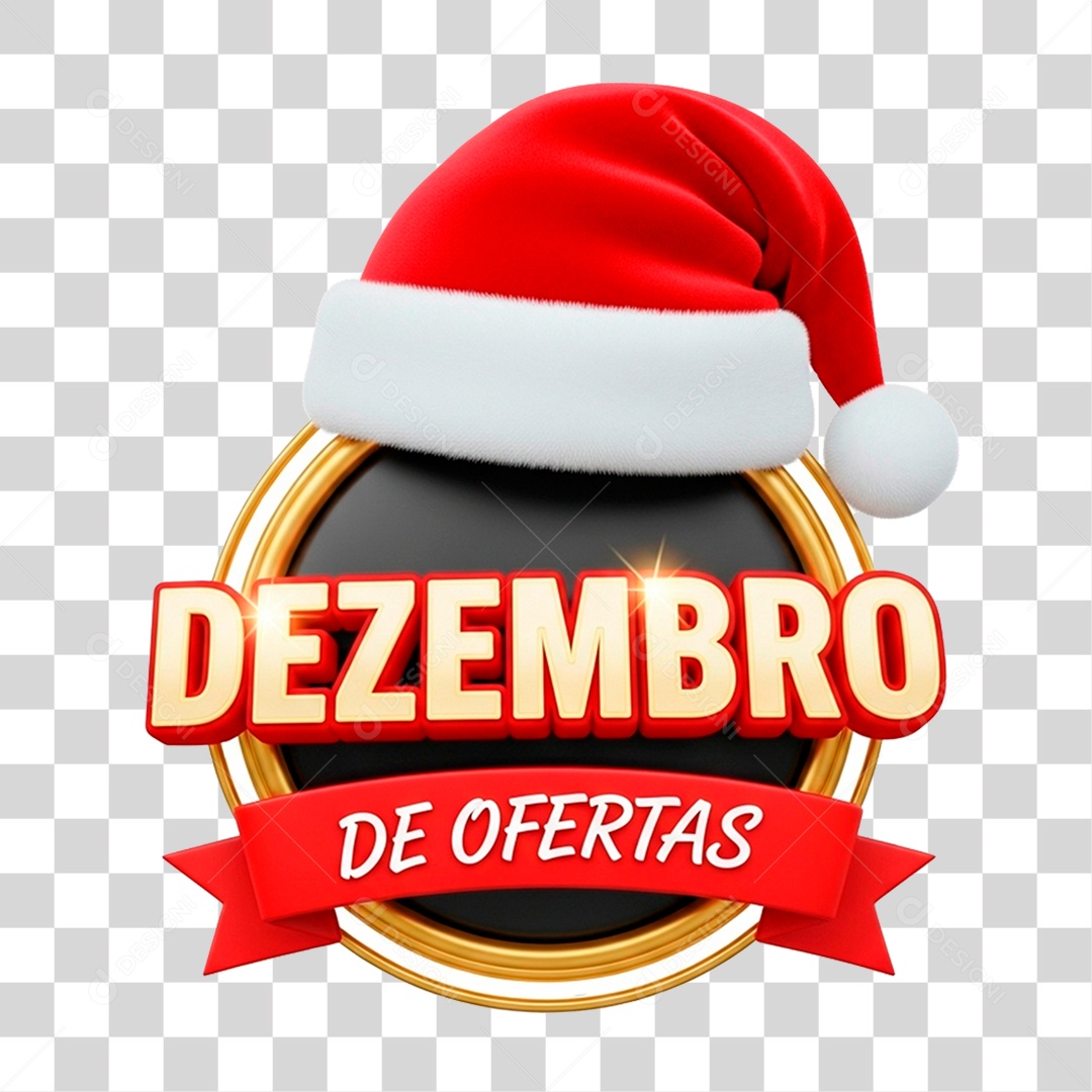 Selo 3D Dezembro Ofertas Imbatível PNG Transparente