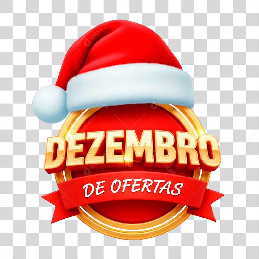 Selo 3D Dezembro Ofertas Imbatível PNG Transparente