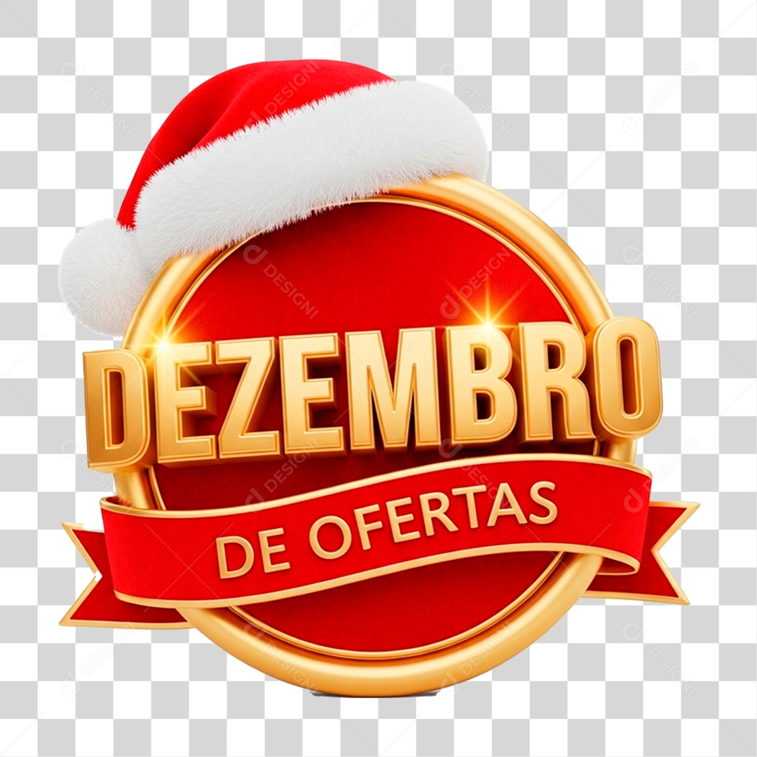 Selo 3D Dezembro Ofertas Imbatível PNG Transparente