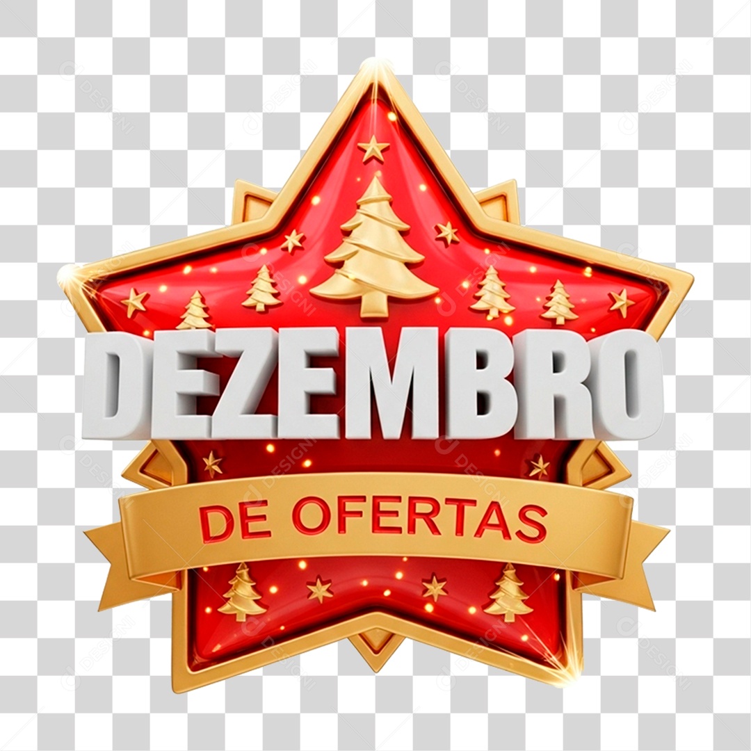 Selo 3D Dezembro Ofertas Imbatível PNG Transparente