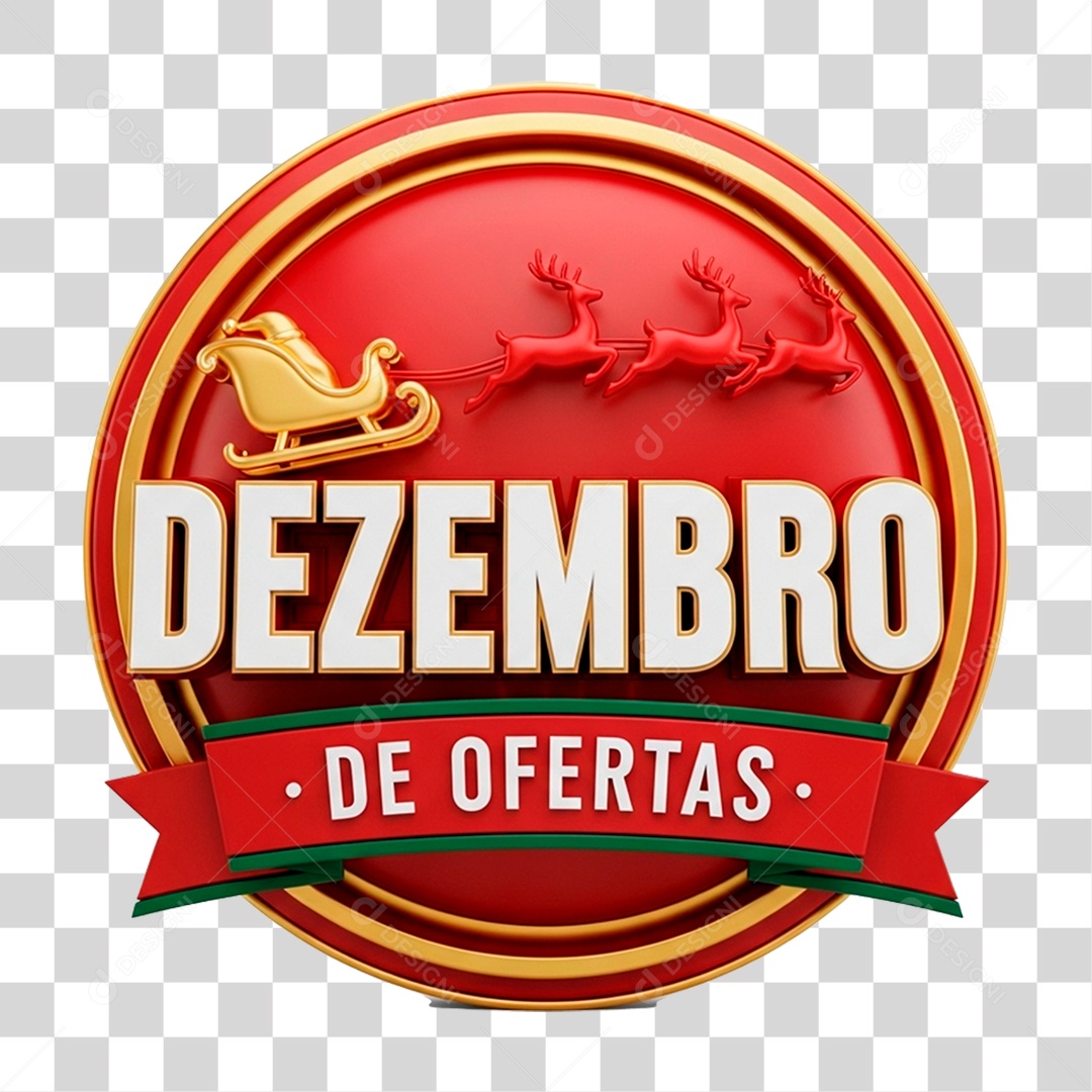 Selo 3D Dezembro Ofertas Imbatível PNG Transparente