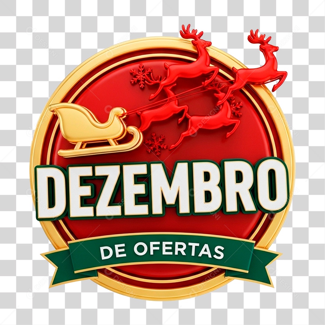 Selo 3D Dezembro Ofertas Imbatível PNG Transparente