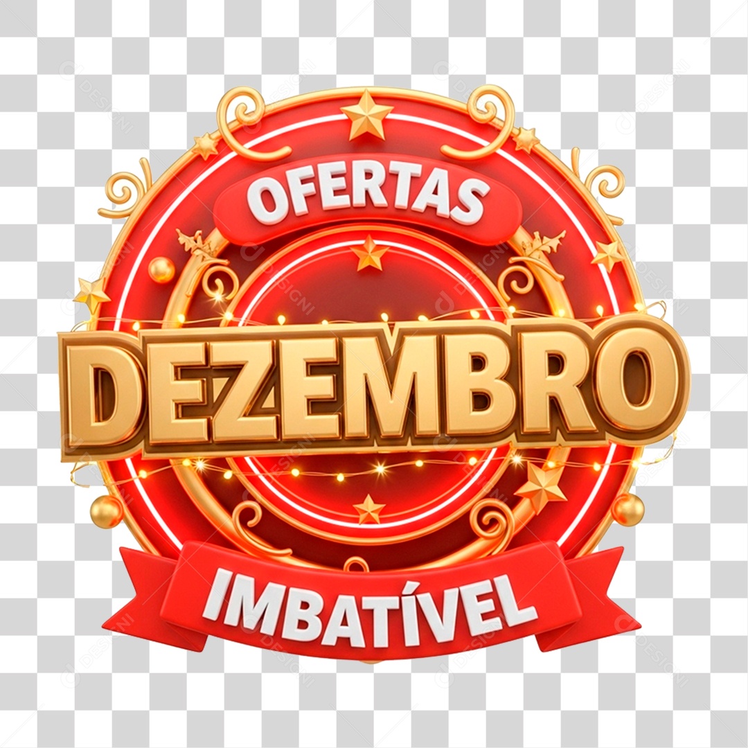 Selo 3D Ofertas Dezembro Imbatível PNG Transparente