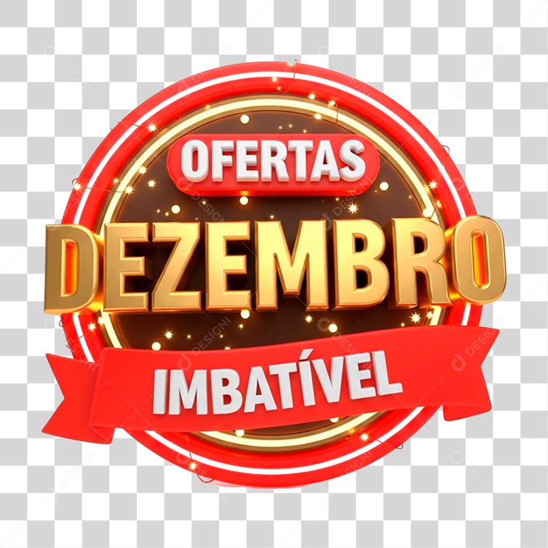 Selo 3D Ofertas Dezembro Imbatível PNG Transparente