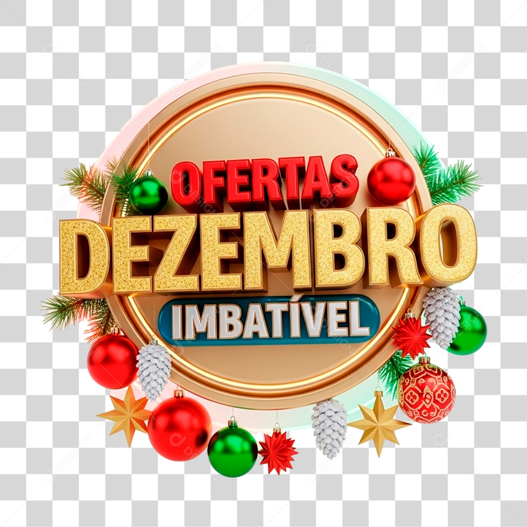 Selo 3D Ofertas Dezembro Imbatível PNG Transparente