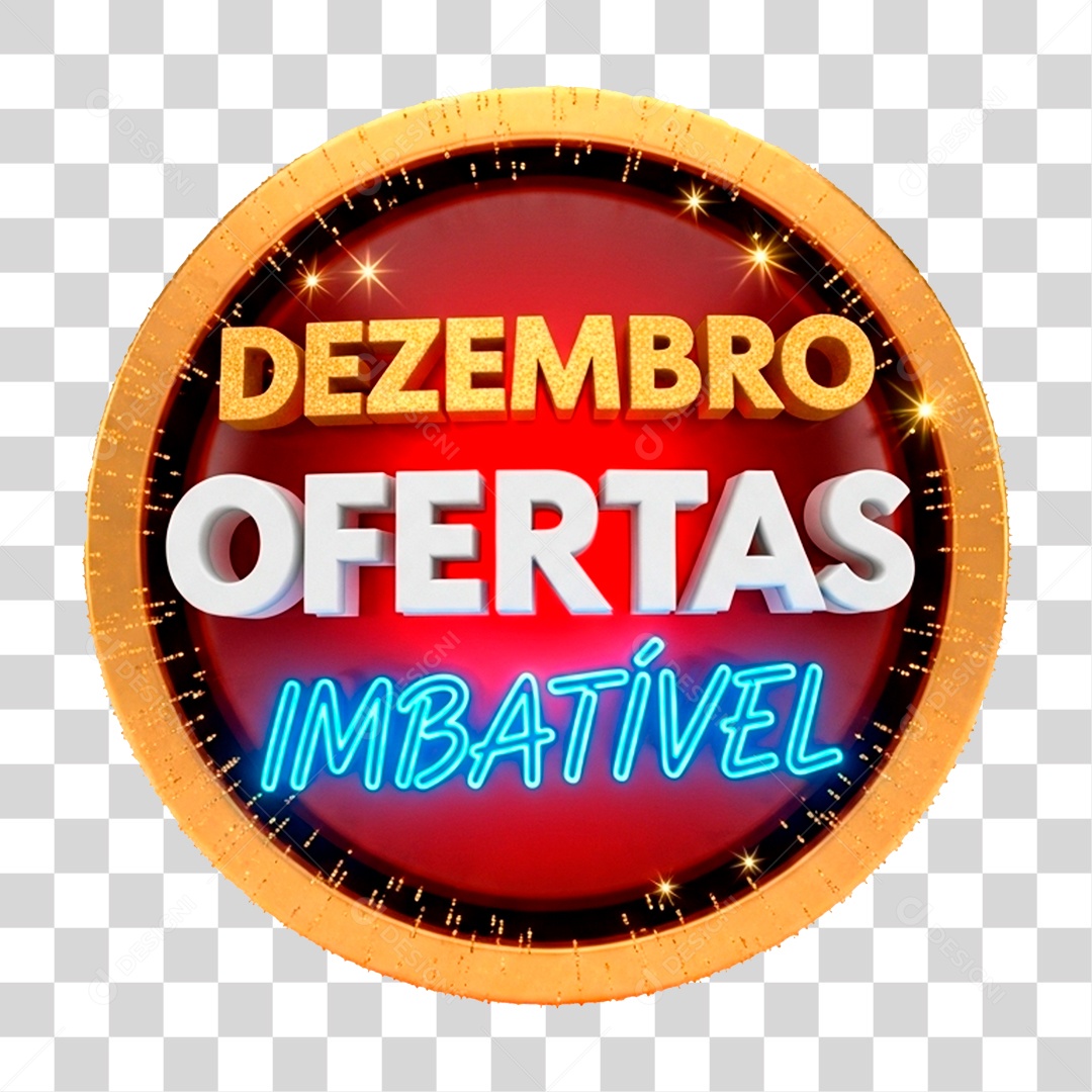 Selo 3D Dezembro Ofertas Imbatível PNG Transparente