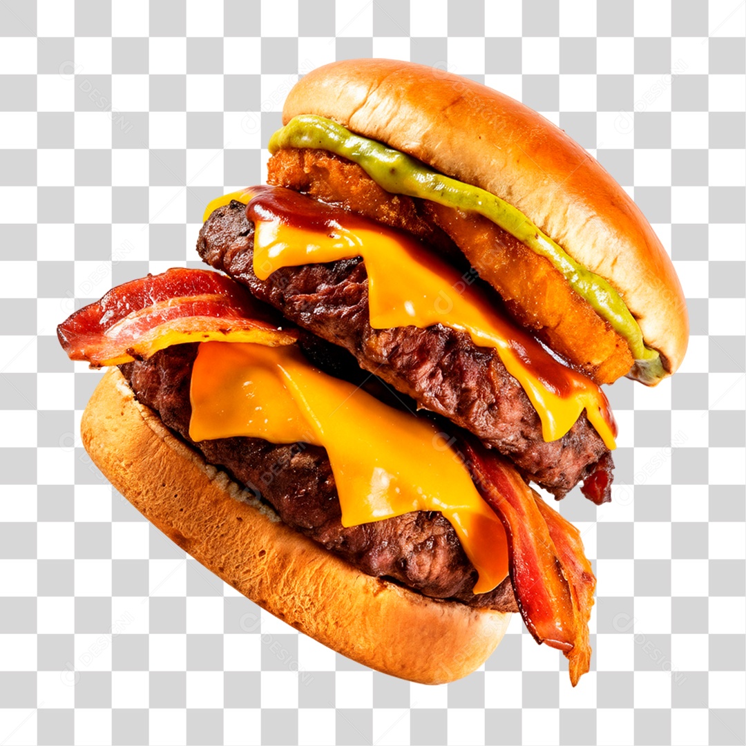 Hambúrguer Duplo com Bacon PNG Transparente