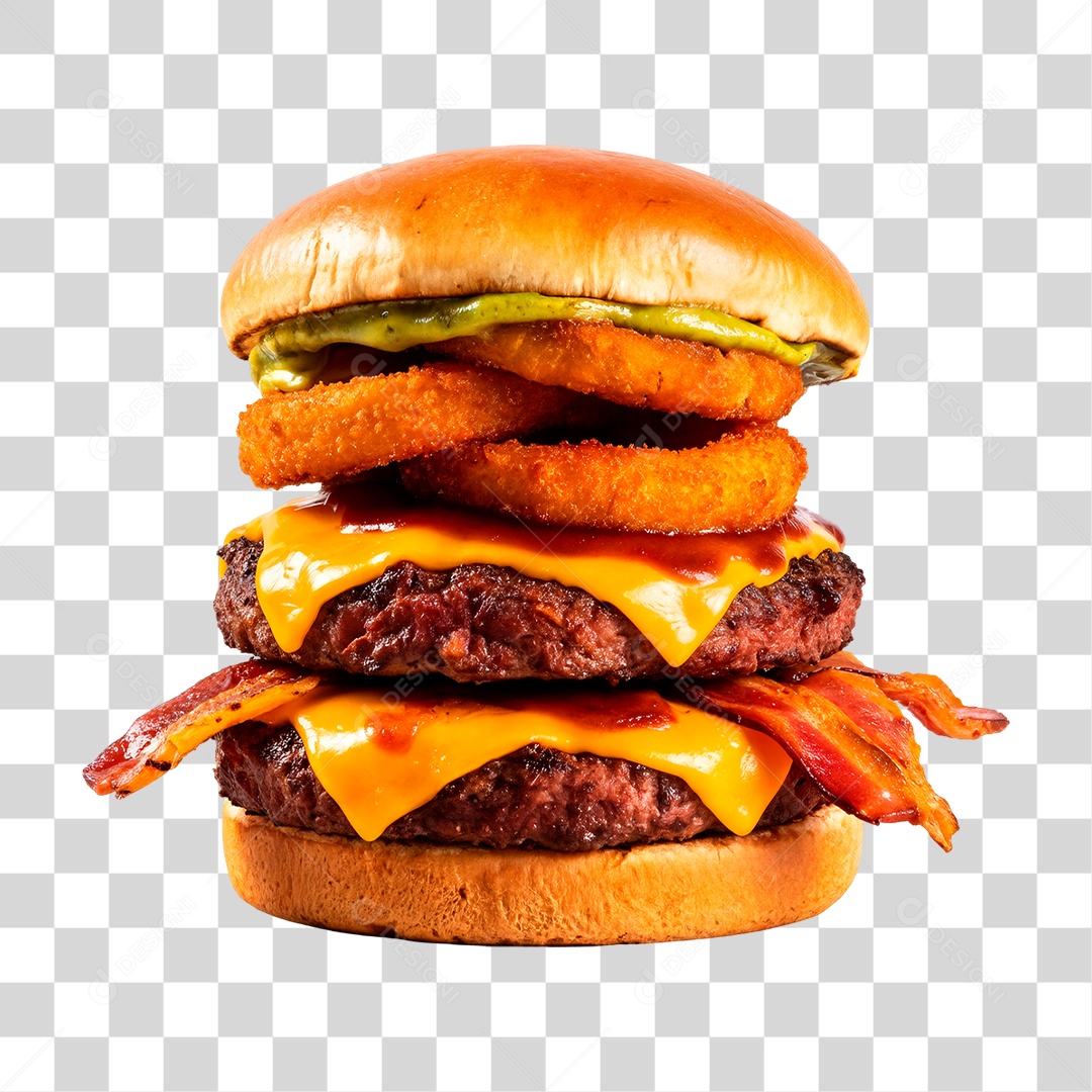 Hambúrguer Duplo com Bacon PNG Transparente