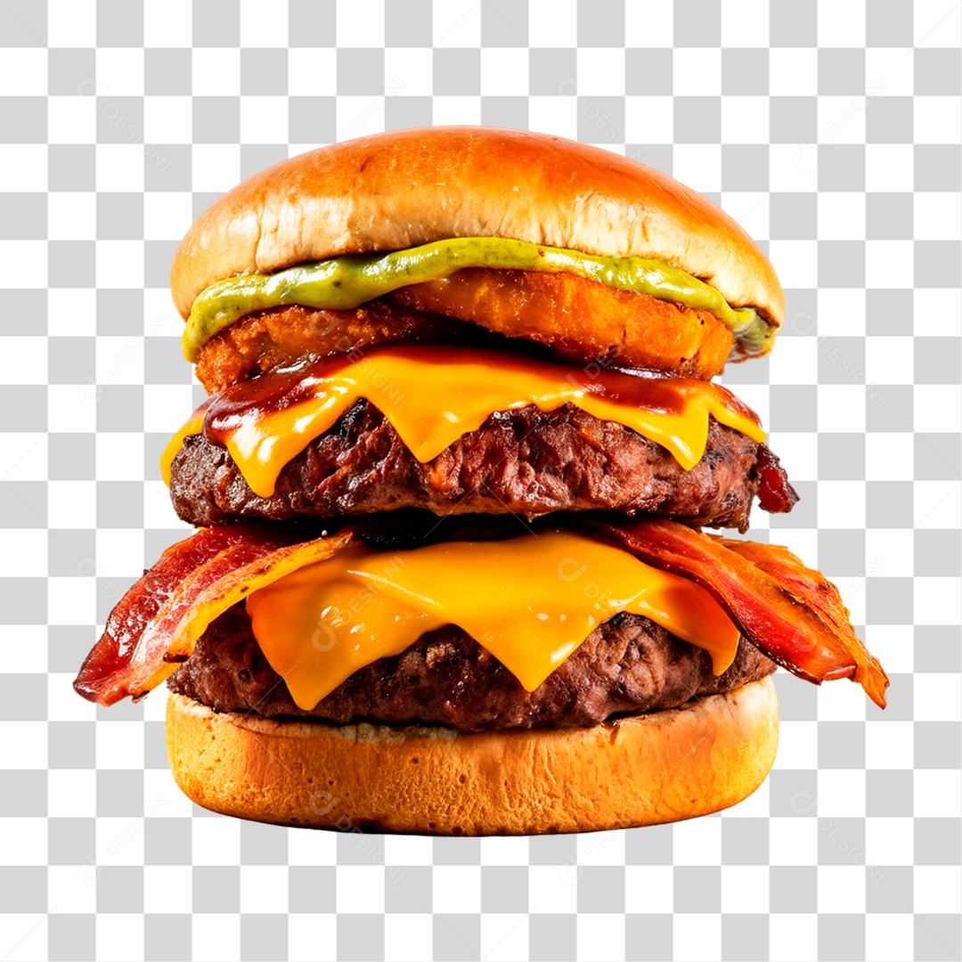 Hambúrguer Duplo com Bacon PNG Transparente