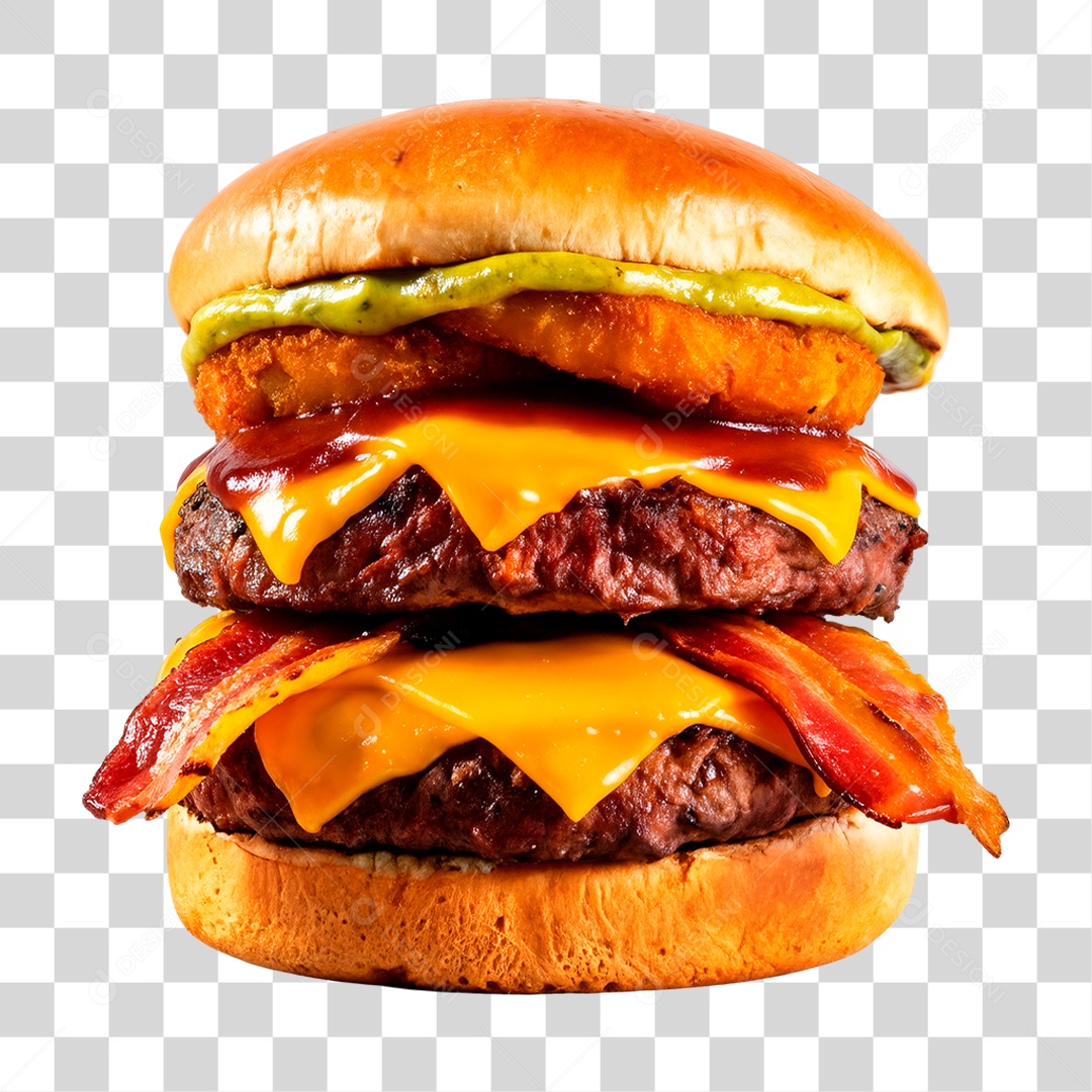 Hambúrguer Duplo com Bacon PNG Transparente