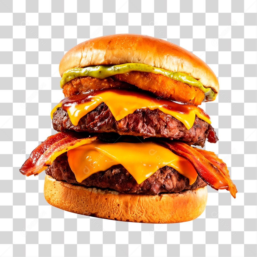 Hambúrguer Duplo com Bacon PNG Transparente