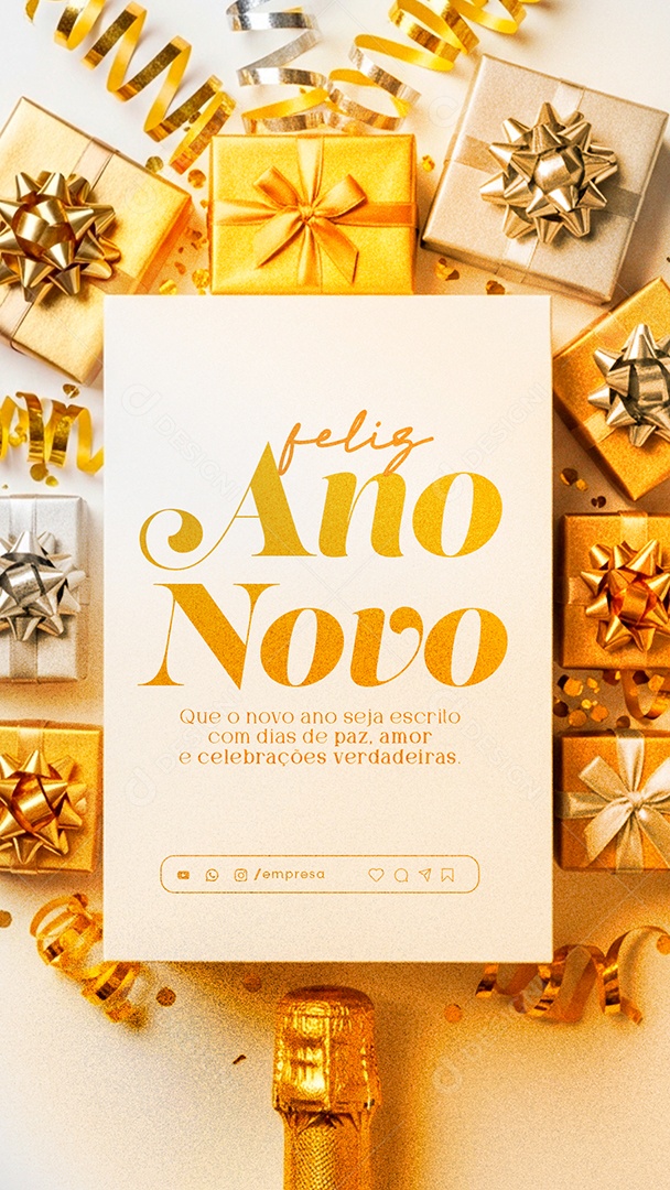 Story Feliz Ano Novo 2026 01 de Janeiro Social Media PSD Editável