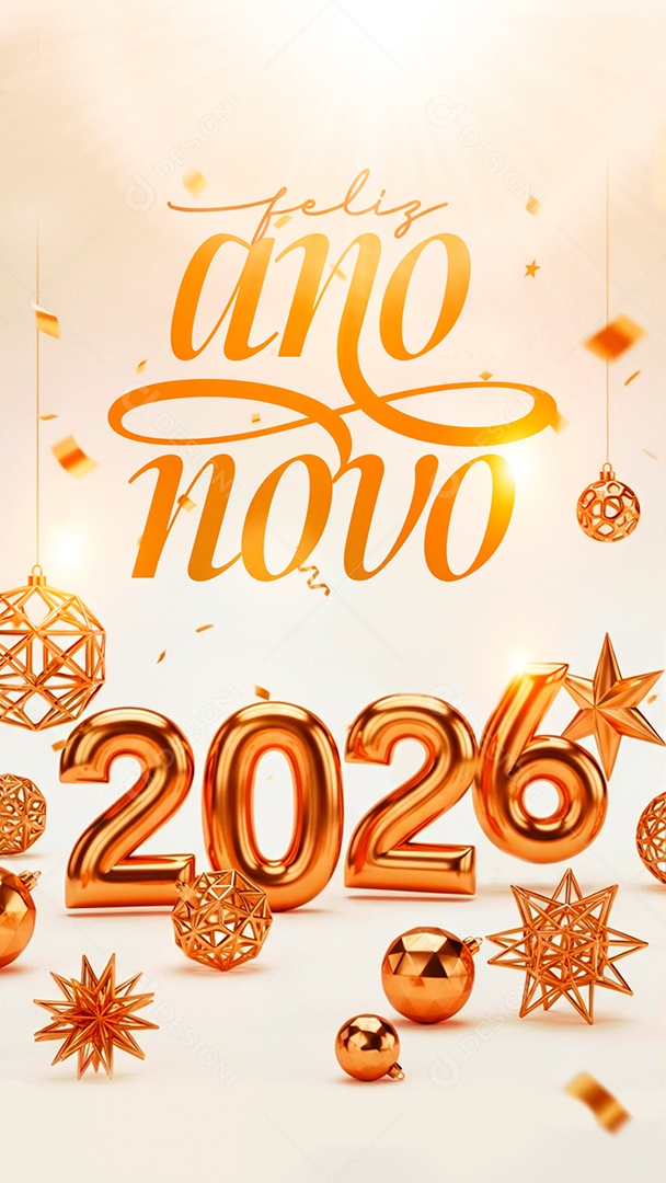 Story Feliz Ano Novo 2026 01 de Janeiro Social Media PSD Editável