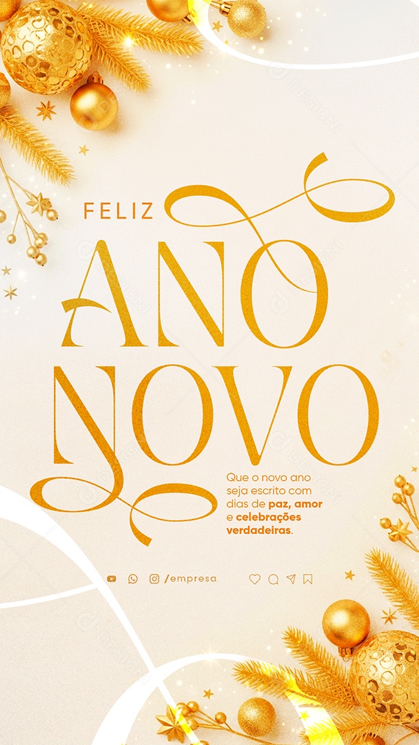 Story Feliz Ano Novo 2026 01 de Janeiro Social Media PSD Editável