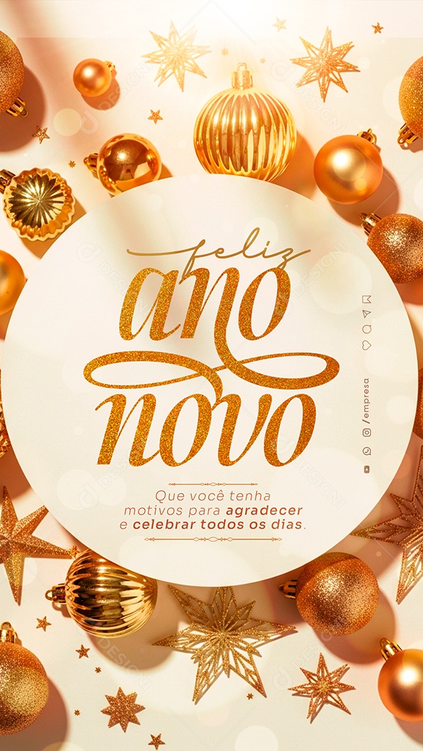 Story Feliz Ano Novo 2026 01 de Janeiro Social Media PSD Editável