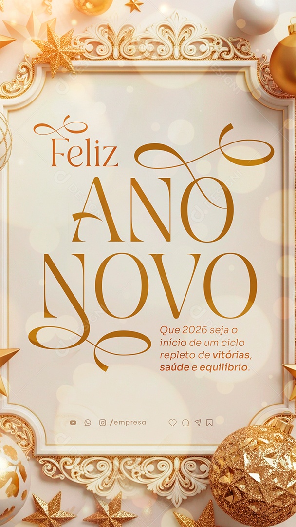 Story Feliz Ano Novo 2026 01 de Janeiro Social Media PSD Editável