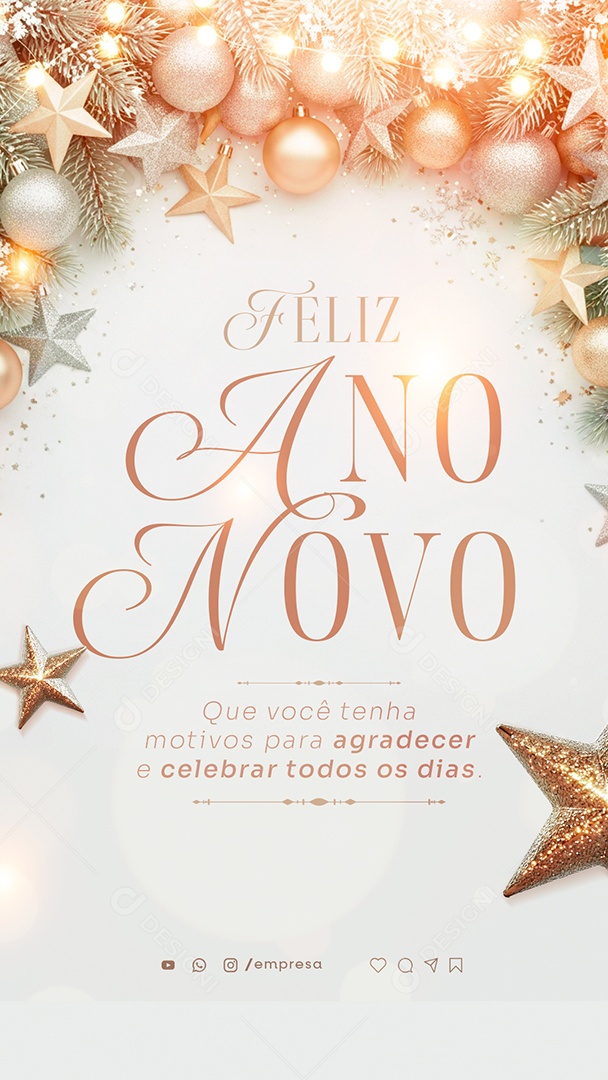 Story Feliz Ano Novo 2026 01 de Janeiro Social Media PSD Editável