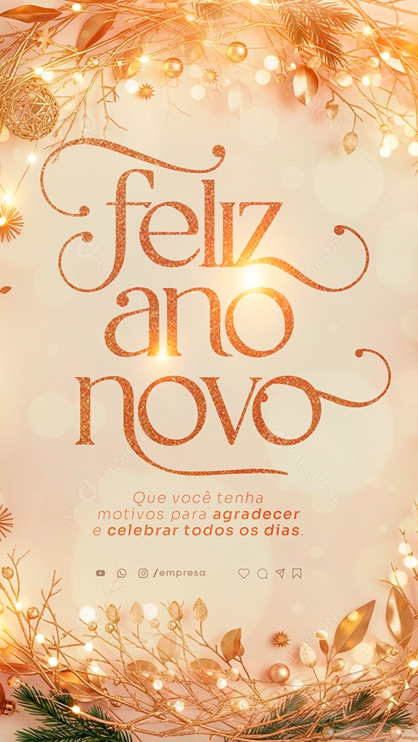 Story Feliz Ano Novo 2026 01 de Janeiro Social Media PSD Editável