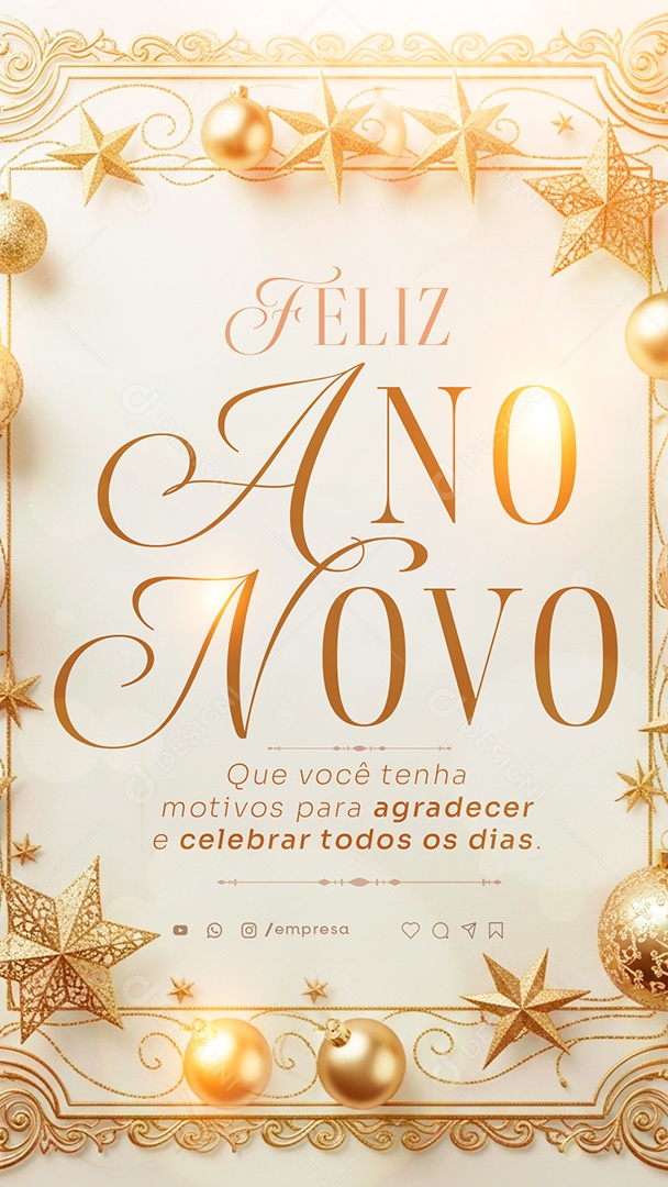 Story Feliz Ano Novo 2026 01 de Janeiro Social Media PSD Editável