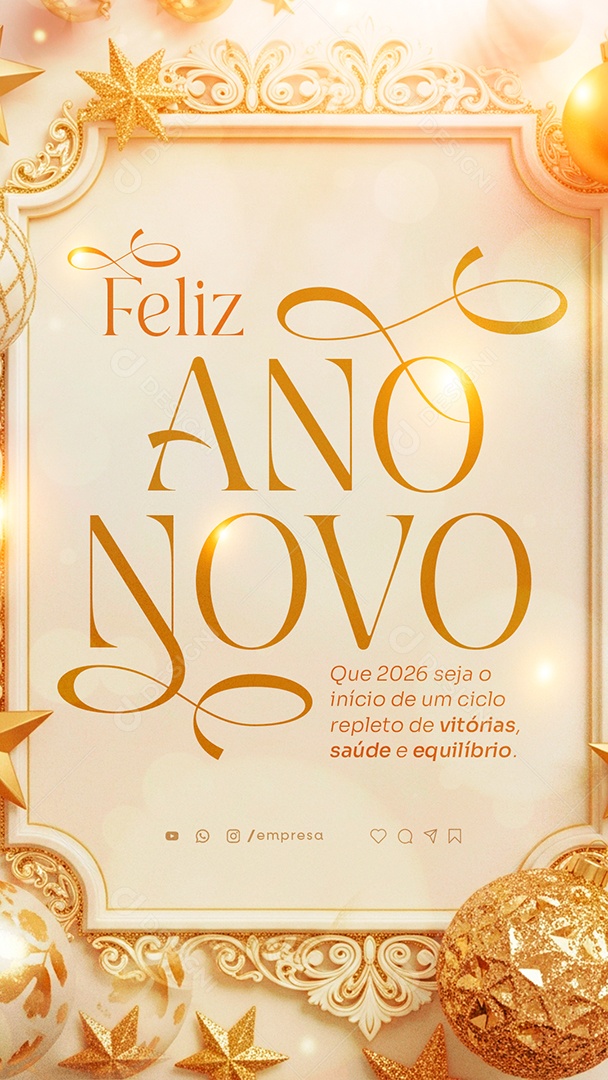 Story Feliz Ano Novo 2026 01 de Janeiro Social Media PSD Editável