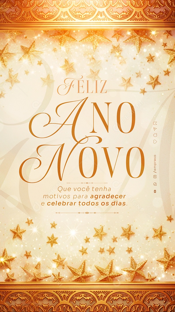 Story Feliz Ano Novo 2026 01 de Janeiro Social Media PSD Editável