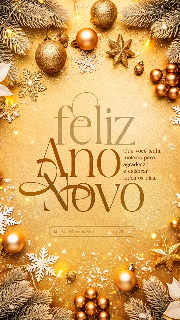 Story Feliz Ano Novo 2026 01 de Janeiro Social Media PSD Editável
