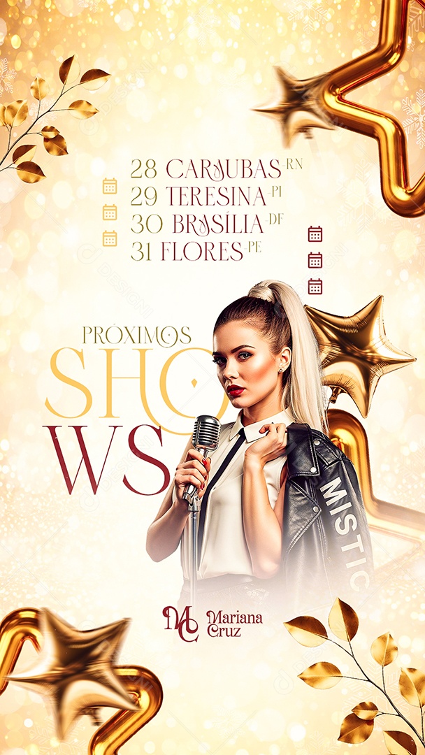 Story Flyer Próximos Shows Mariana Cruz Social Media PSD Editável