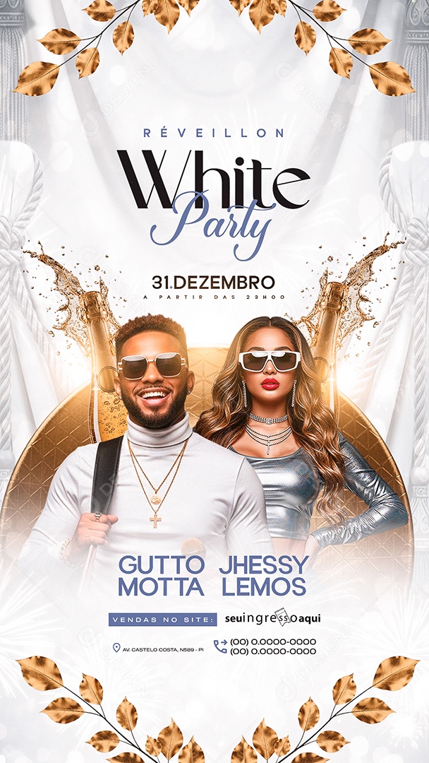 Story Flyer Próximos Shows Réveillon White Party Social Media PSD Editável