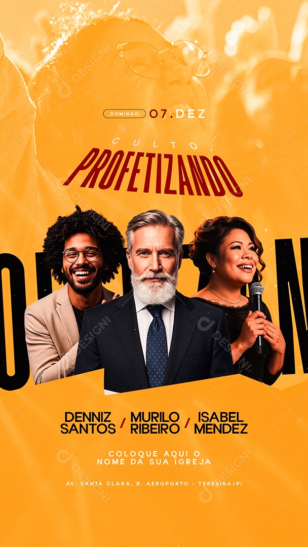 Story Flyer Gospel Culto Profetizando Social Media PSD Editável