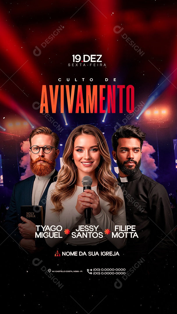 Story Flyer Gospel Culto de Avivamento Social Media PSD Editável