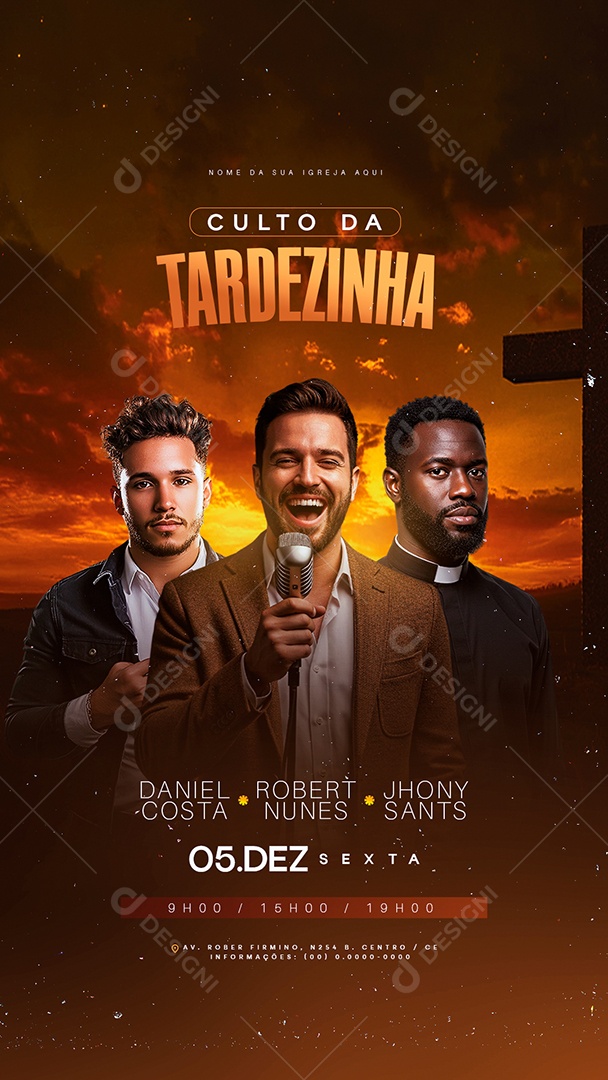 Story Flyer Gospel Culto da Tardezinha Social Media PSD Editável