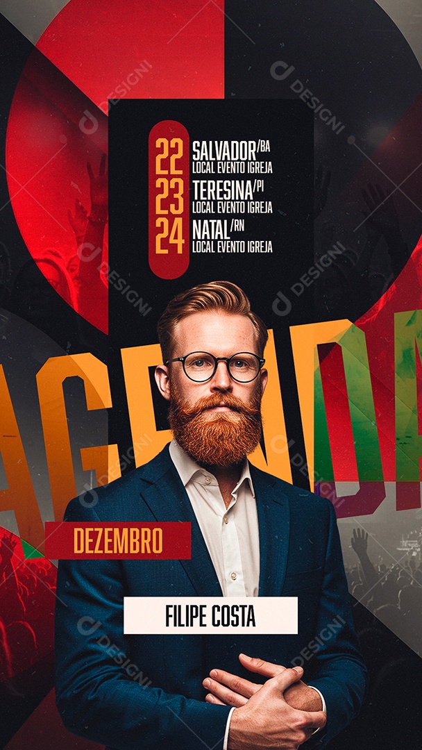 Story Flyer Gospel Agenda Dezembro Social Media PSD Editável