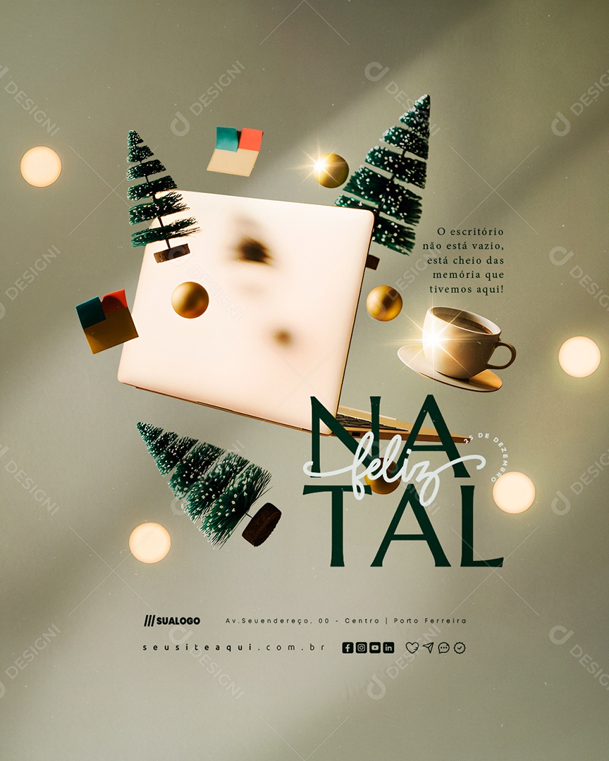 Feliz Natal 25 de Dezembro Escritório Social Media PSD Editável