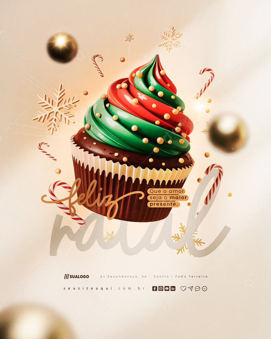 Feliz Natal 25 de Dezembro Doceria Doces Social Media PSD Editável