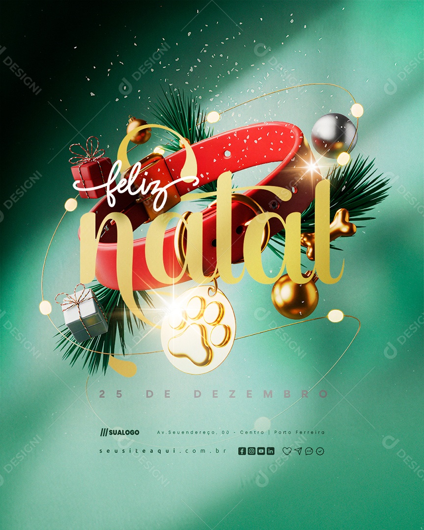 Feliz Natal 25 de Dezembro Petshop Pet Shop Social Media PSD Editável