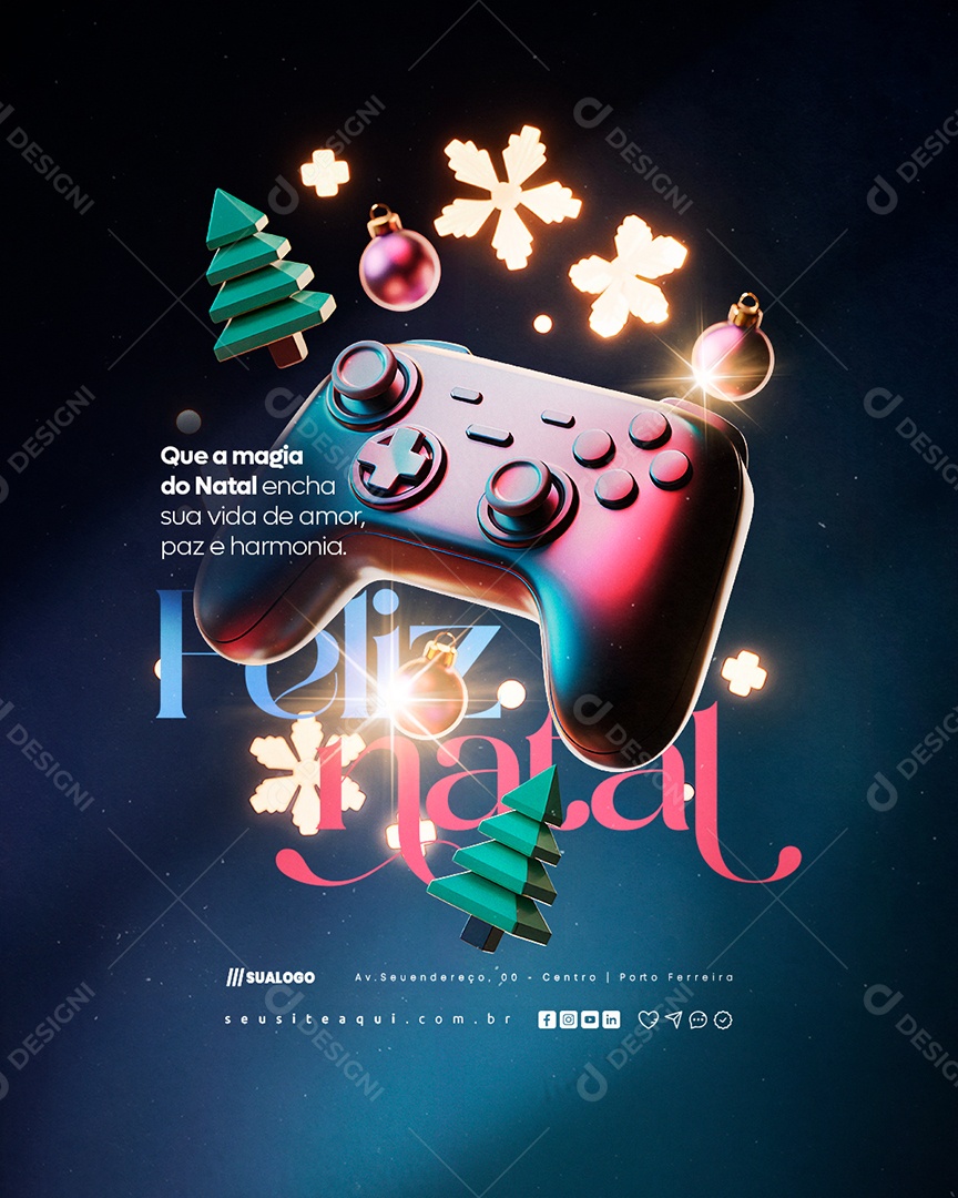 Feliz Natal 25 de Dezembro Videogame Loja de Games Social Media PSD Editável