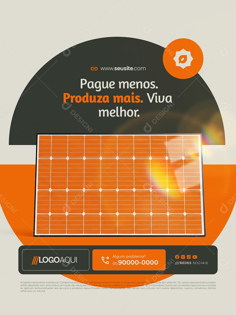 Energia Solar Pague Menos Produza Mais Viva Melhor Social Media PSD Editável