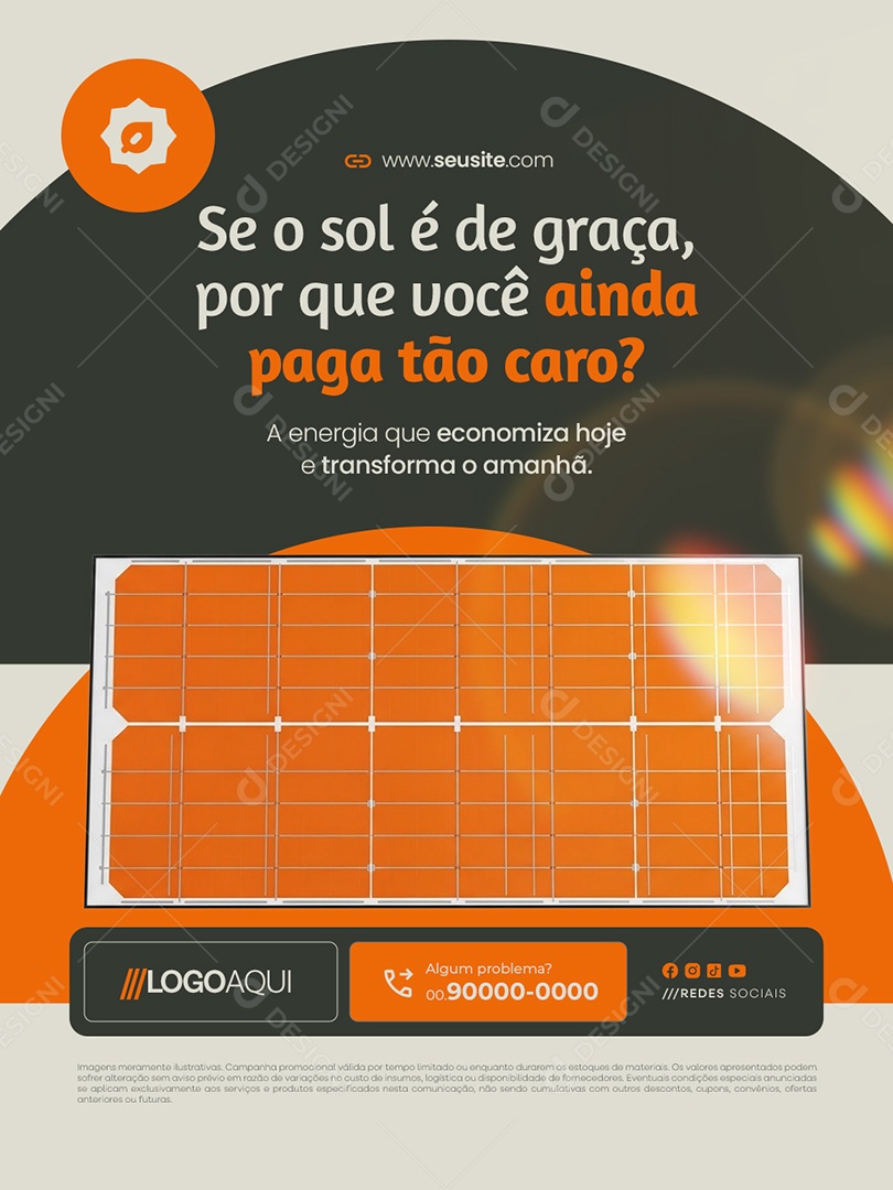 Energia Solar Se o Sol é de Graça Social Media PSD Editável