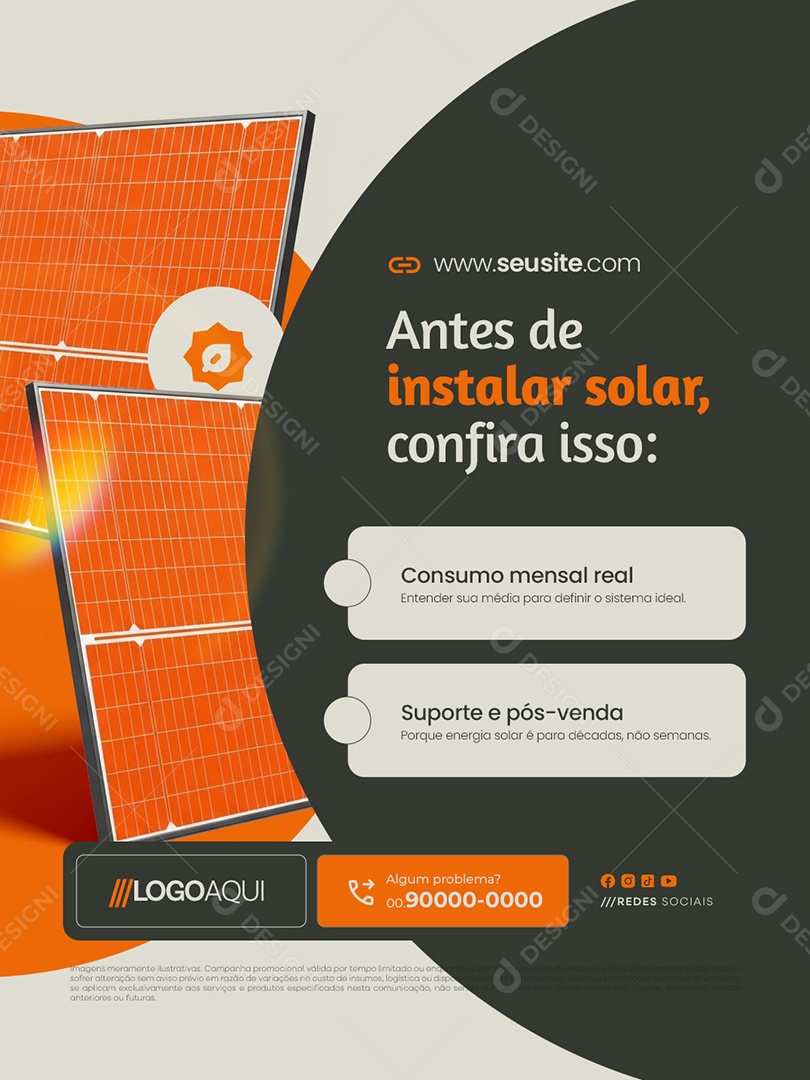 Energia Solar Antes de Instalar Solar Confira Isso Social Media PSD Editável