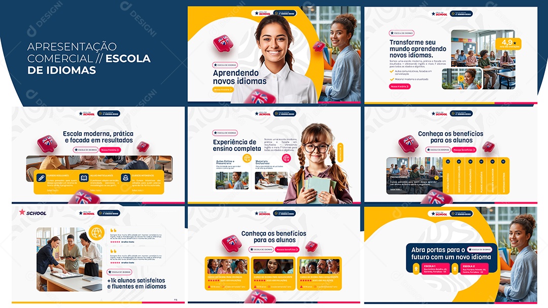 Apresentação Comercial Escola de Idiomas PSD Editável