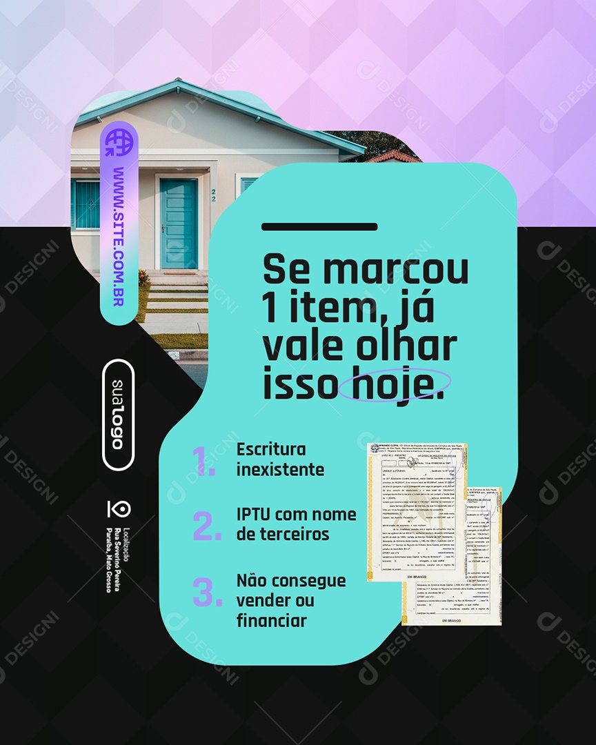 Imobiliária Se Marcou um Item Já Vale Olhar Isso Hoje Social Media PSD Editável