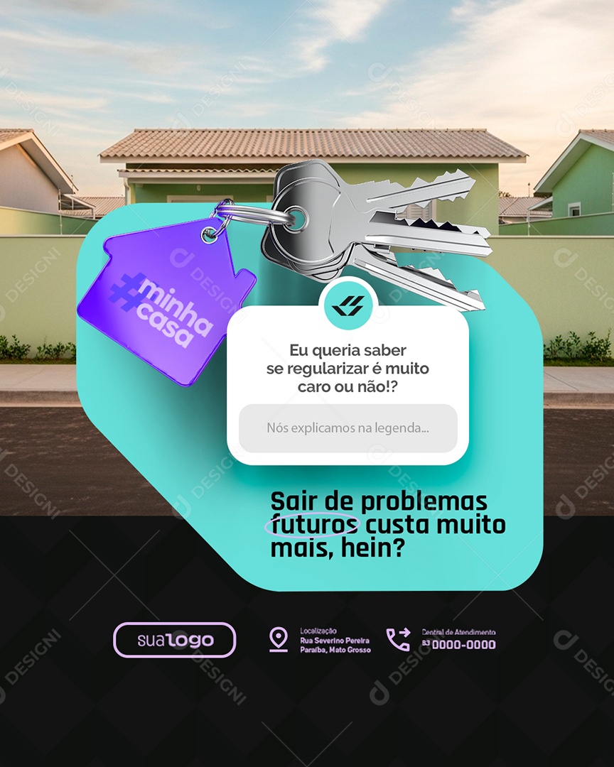 Imobiliária Minha Casa Sair de Problemas Futuros Social Media PSD Editável