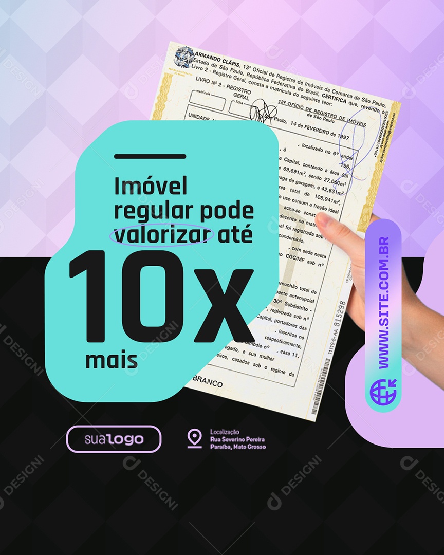 Imobiliária Imóvel Regular Pode Valorizar Social Media PSD Editável