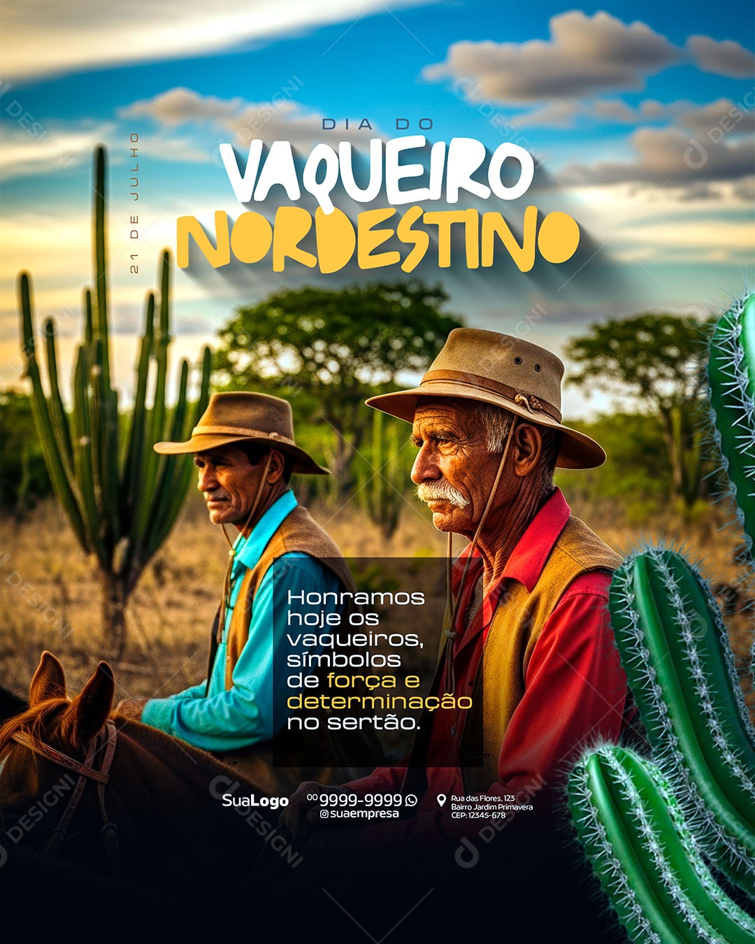 Dia do Vaqueiro Nordestino 21 de Julho Social Media PSD Editável