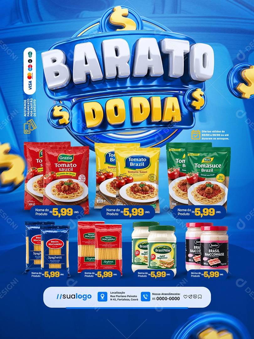 Barato do Dia Supermercado Produtos Social Media PSD Editável