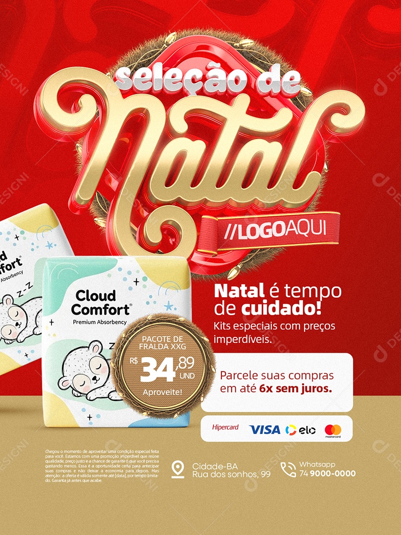 Seleção de Natal Farmácia Natal é Tempo de Cuidado Social Media PSD Editável